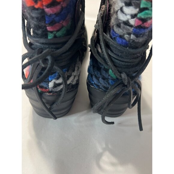 Bionica Black Leather Boots W/ Multicolor Knit  Size 6.5 - Picture 7 of 10